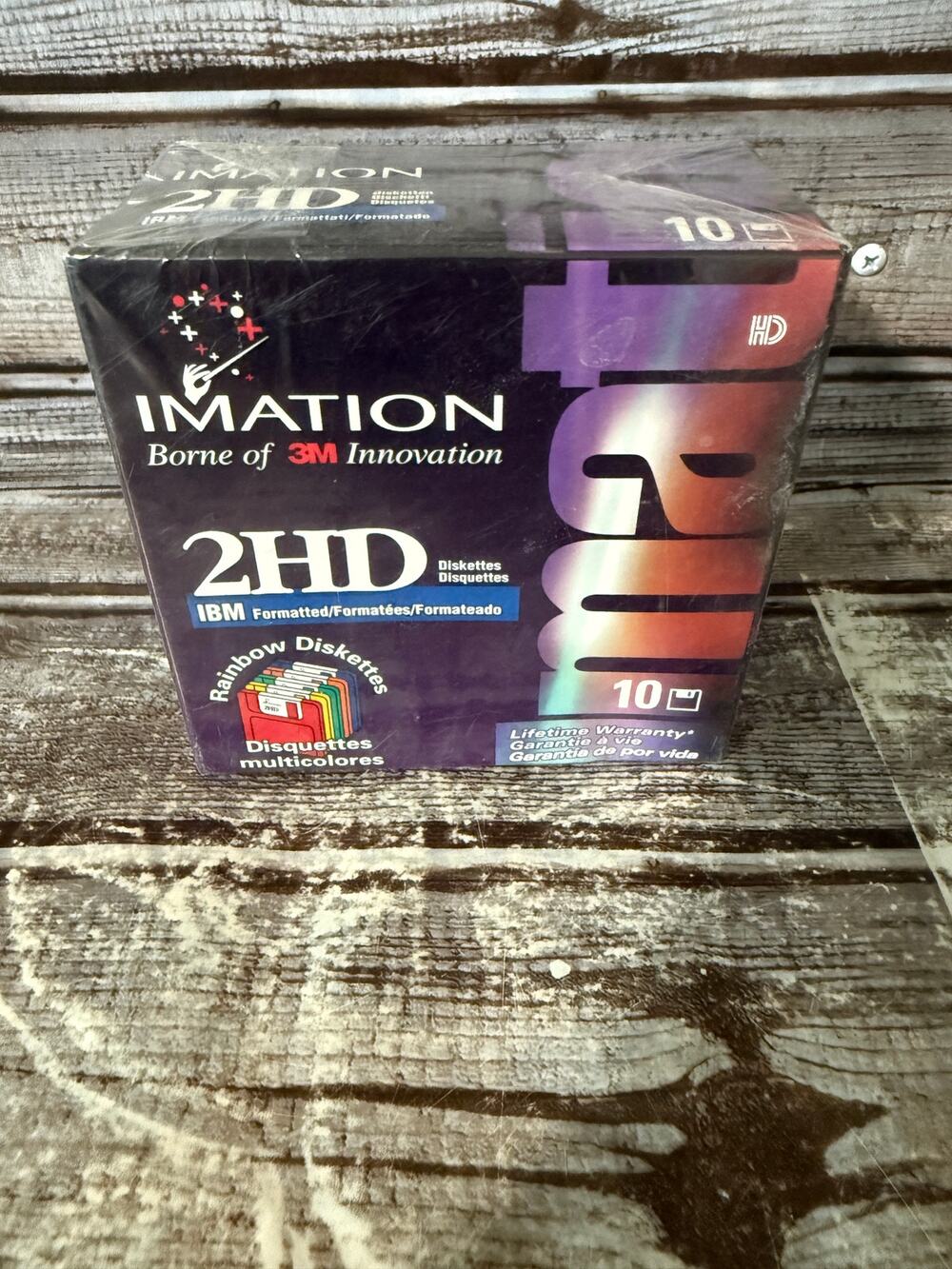 Vintage Imation 3.5" Floppy Disks 2HD IBM Formatted Rainbow 10-pack Sealed